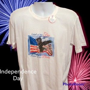 NWT! Mens Disabled Veterans White 100% Cotton T-Shirt Land of the Free Large